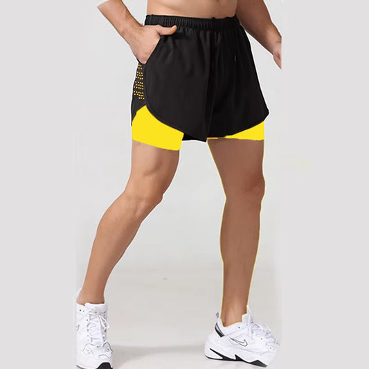 New Men Running Shorts Gym Sports Shorts 2 in 1 Quick Dry Workout Training Gym Fitness Jogging Short Pants Summer Men Shorts